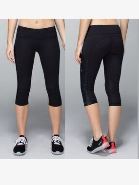 Lululemon Cut The Crop Side Pocket Shimmer Leggings (6) EUC